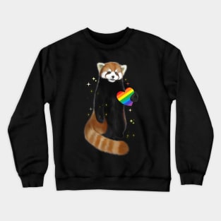 Cute panda with rainbow  heart Crewneck Sweatshirt